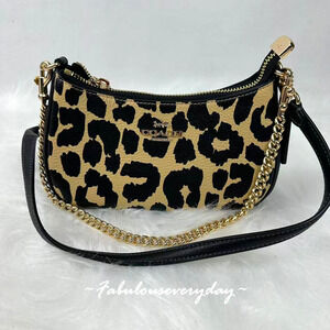 Coach Teri Mini Crossbody Bag With Leopard Print CBG65 Gold/Leopard Multi NWT